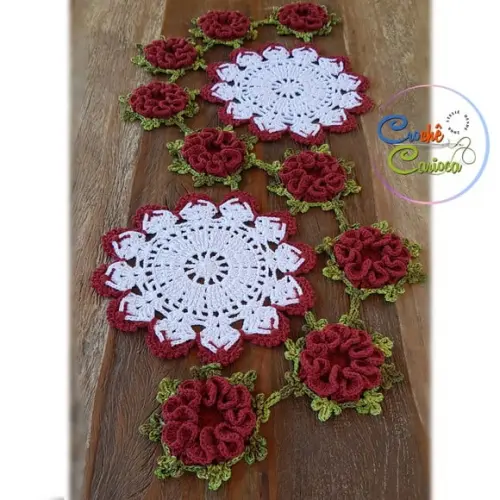Caminho de Mesa Crochê 3d Floral Escolha Cores