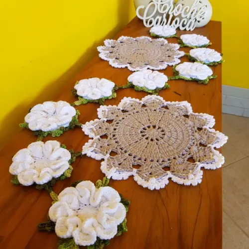 Caminho de Mesa Crochê 3d Escolha Cores