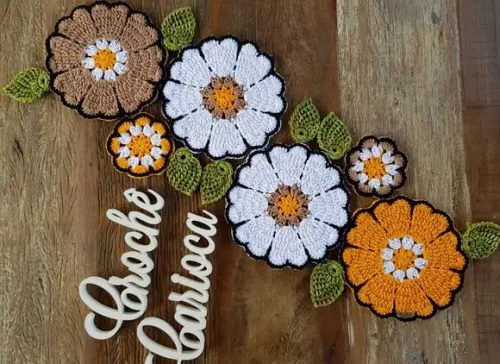 Caminho de Mesa de Crochê Colorido Mandalas Escolha Cores
