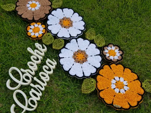 Caminho de Mesa de Crochê Colorido Mandalas Escolha Cores