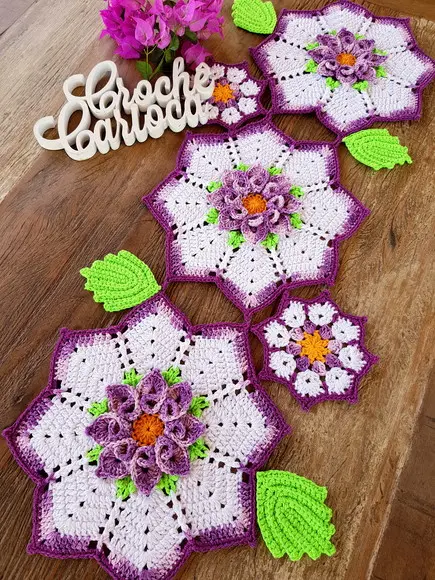 Caminho De Mesa Em Crochê - Escolha Cores E Sob Medida