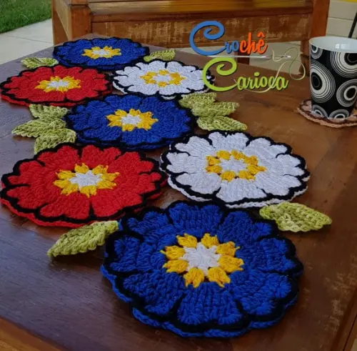 Caminho de Mesa em Crochê Russo Colorido Escolha Cores!