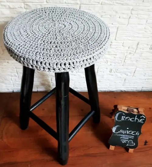 Capa de Banco em Crochê - Cinza