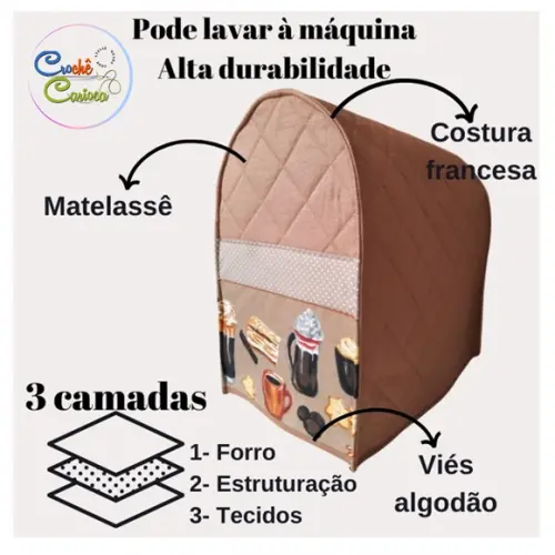 Capa de Batedeira Kitchenaid Patch Alto Padrão Escolha Cores