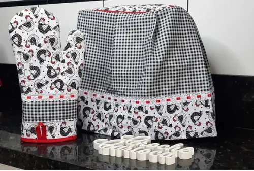 Capa para Batedeira Kitchenaid e Luva Térmica Galinha Juju