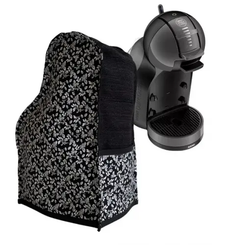 Capa para Dolce Gusto Mini Me Preto Ranhuras e Floral