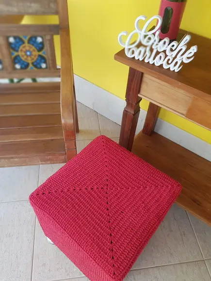 Capa para Pufe em Crochê Escolha Cores Unidade