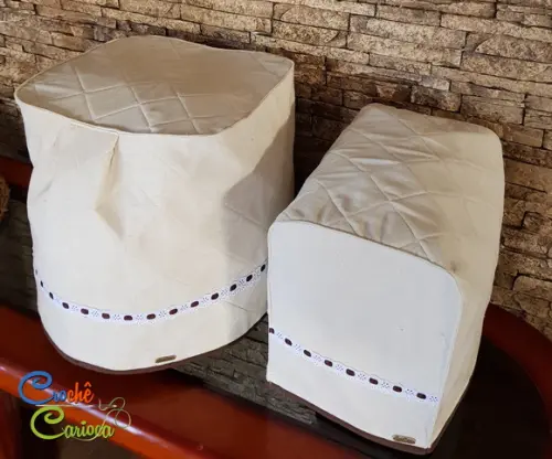 Capas para Air Fryer e Cafeteira Linho Misto Cru Minimalista