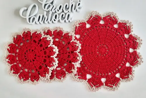 Centrinhos de Crochê 20 e 30 cm Escolha Cores 3 Peças