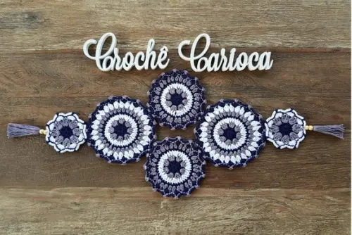 Centro de Mesa Zen Mandalas Crochê Exclusivo Escolha Cores