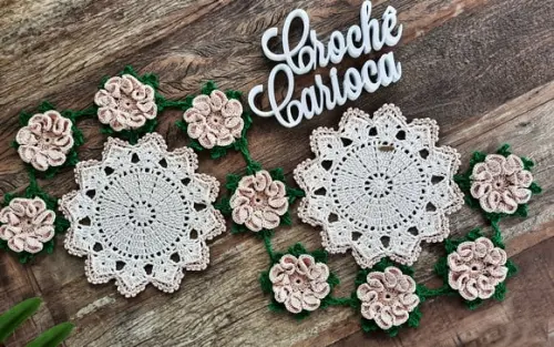Centro Mesa Crochê Floral Natural Decoração Escolha Cores