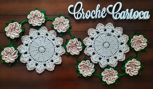 Centro Mesa Crochê Floral Natural Decoração Escolha Cores