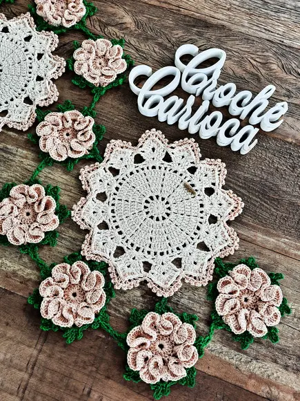 Centro Mesa Crochê Floral Natural Decoração Escolha Cores