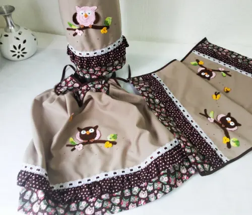 Conjunto de Cozinha no Tema Corujinhas 6 Peças