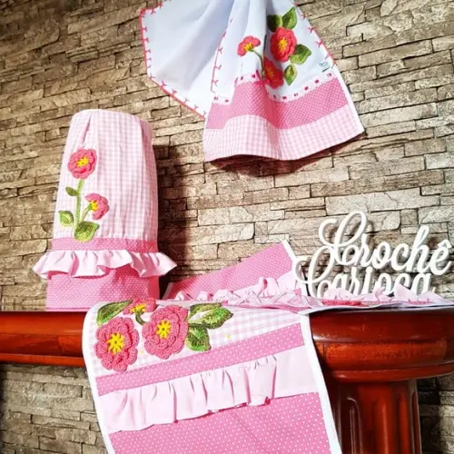 Conjunto de Cozinha Tons de Rosa - Shabby Chic