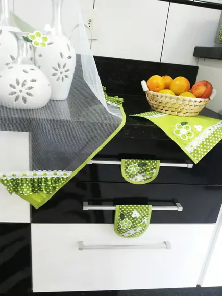 Conjunto de cozinha verde: 4 peças