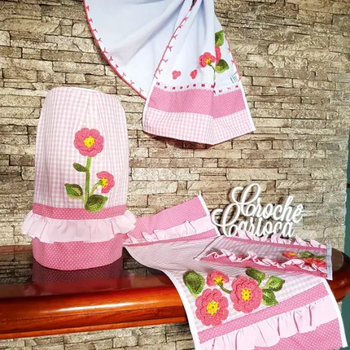 Conjunto de Cozinha Tons de Rosa - Shabby Chic