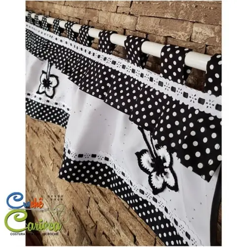 Cortina Bandô Preto e Branco ou Escolha Cores 140x35