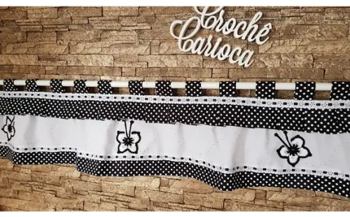 Cortina Bandô Preto e Branco ou Escolha Cores 140x35