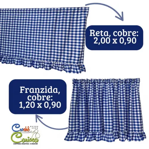 Cortina Bandô Xadrez Farm House Babadinhos Cobre 120x90