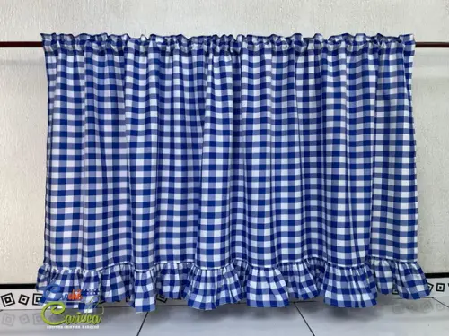 Cortina Bandô Xadrez Farmhouse Babadinhos Cabeça Dupla