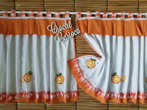 Cortina Cozinha Frutas Laranjinhas Sob Medida e Escolha Cor