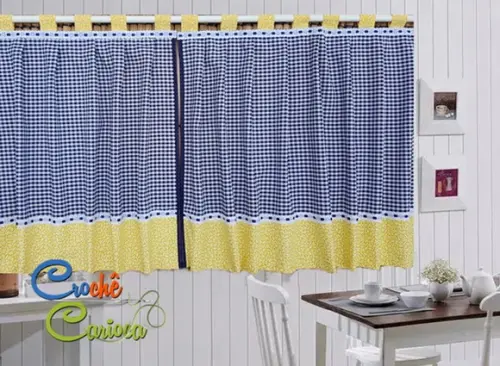 Cortina Cozinha Xadrez 150x80 ou Sob Medida Escolha Cores