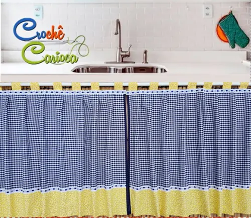Cortina Cozinha Xadrez 150x80 ou Sob Medida Escolha Cores