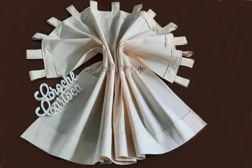 Cortina de Algodão Cru Alças Renda Algodão Vazada