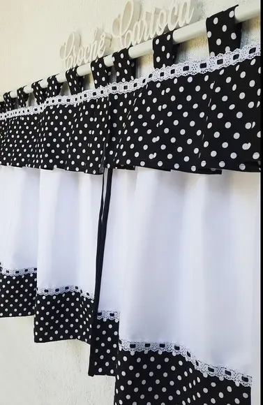 Cortina de Cozinha Preto e Branco Poás Sob Medida