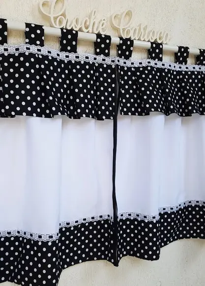 Cortina de Cozinha Preto e Branco Poás Sob Medida