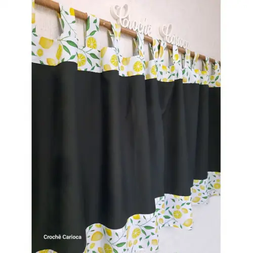 Cortina de Cozinha Limões Escolha Cores 200x80 ou Sob Medida