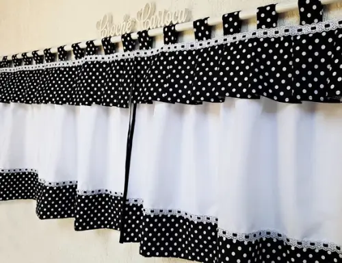 Cortina de Cozinha Preto e Branco Poás Sob Medida