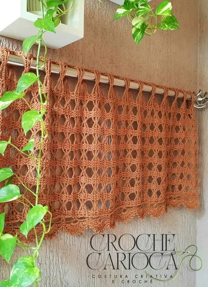 Cortina de Crochê Luxo Moderna Sob Medida Pode Escolher Cor