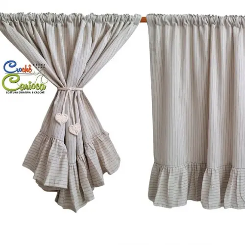 Cortina de Linho Tinto Risca Giz Elegante Sob Medida