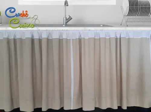 Cortina de Pia Área Gourmet Linho Tinto Cobre 150x80