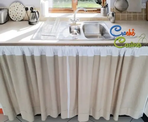 Cortina de Pia Área Gourmet Linho Tinto Cobre 150x80