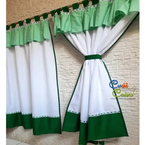 Cortina Farm House Alças e Bandô Escolha Cores e Sob Medida