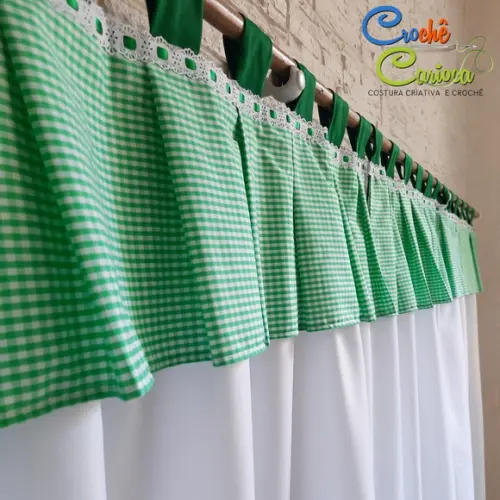 Cortina Farm House Alças e Bandô Escolha Cores e Sob Medida