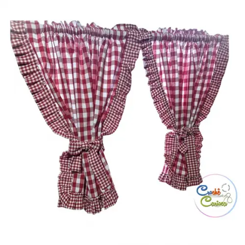 Cortina Farm Xadrez Fio Tinto Sob Medida e Escolha Cores