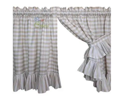 Cortina Farmhouse Elegante Xadrez 100% Algodão Sob Medida