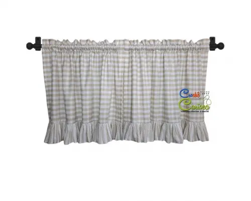 Cortina Farmhouse Elegante Xadrez 100% Algodão Sob Medida