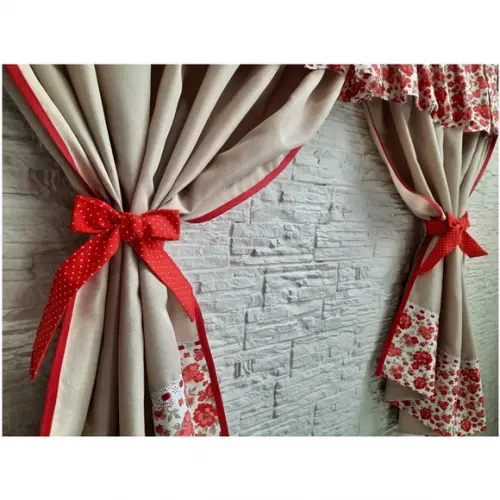 Cortina Floral Vermelho Sob Medida e Escolha Cores
