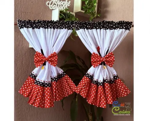 Cortina Janela Cozinha Minnie e Mickey Sob Medida