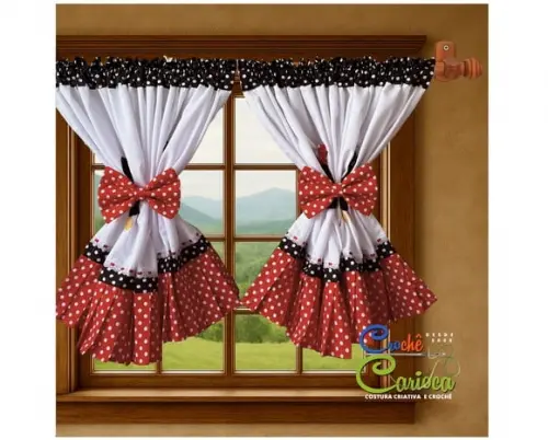 Cortina Janela Cozinha Minnie e Mickey Sob Medida