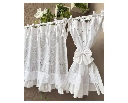 Cortina Laise Bordada Elegante Sob Medida ou 260x80