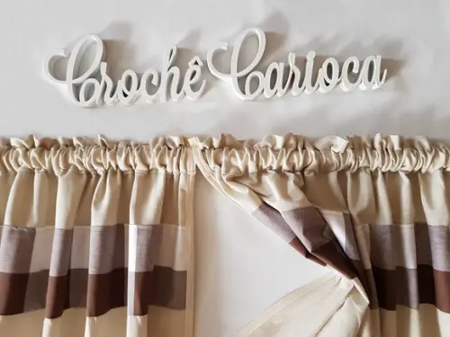 Cortina Linho Misto e Xadrez Marrom Decor Natural Sob Medida