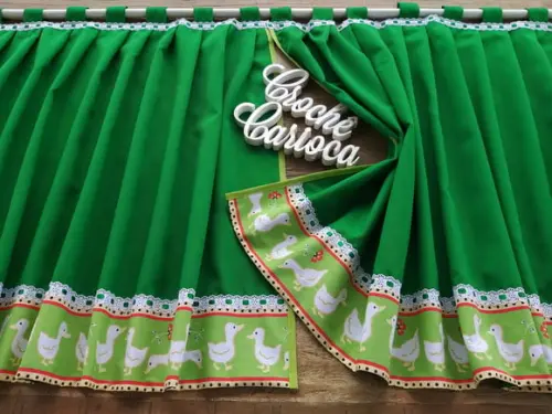 Cortina para Cozinha Área Gourmet Verde Patinhos Sob Medida