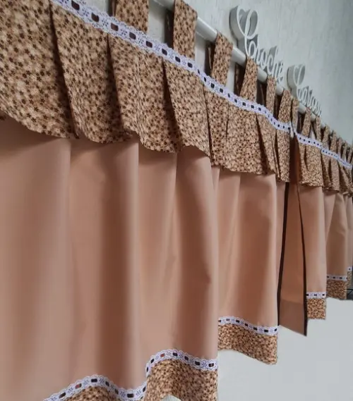 Cortina para Cozinha Bege Floral Farmhouse Nude Sob Medida