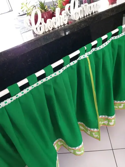 Cortina para Cozinha Área Gourmet Verde Patinhos Sob Medida